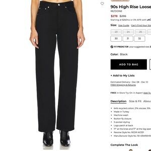 Re/Done Women's Classic Black High Rise Jeans
